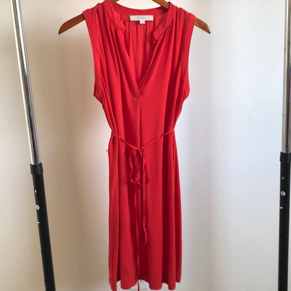 Loft Red Sleeveless Dress